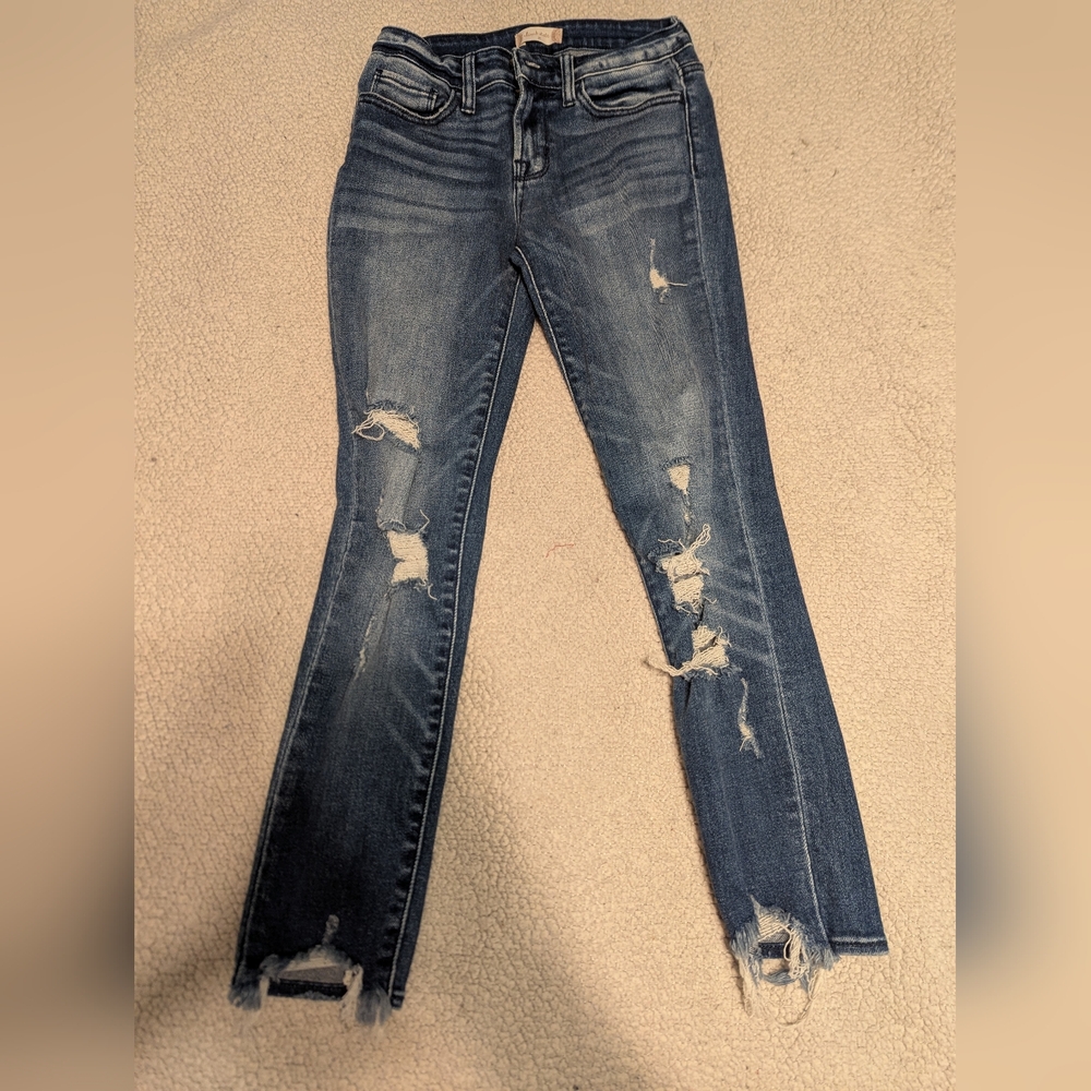 Altar'd State Blue Skinny Jeans Distressed Style Size 25